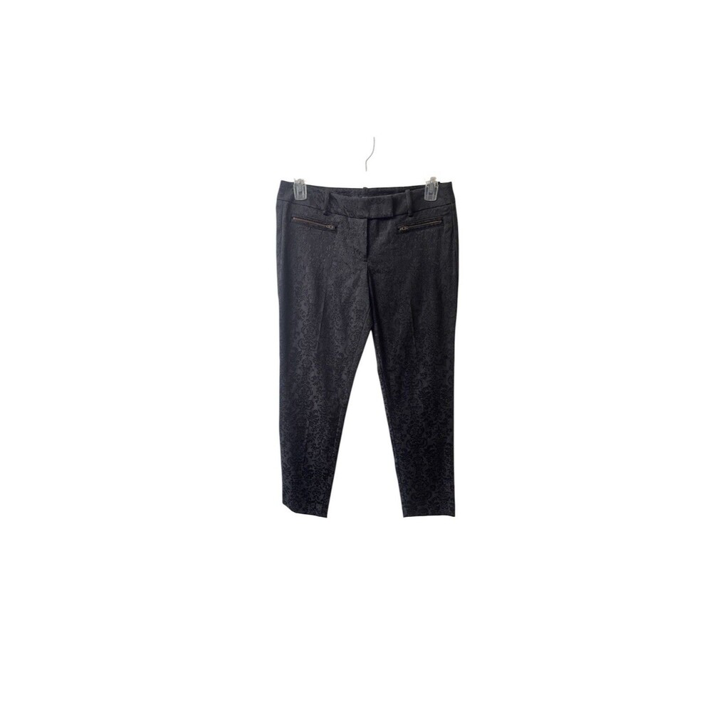 Mossimo Women Black Stretch Brocade Cotton Blend Spandex Ankle Pants Size 10 EUC